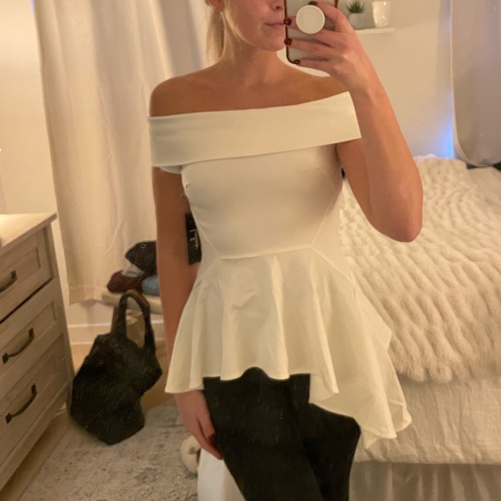 Lulus white asymmetrical top